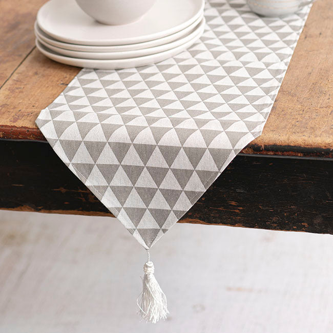Table Runner Geometric Pattern Light Grey (30cmx180cmL)