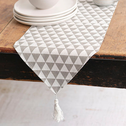 Table Runner Geometric Pattern Light Grey (30cmx180cmL)