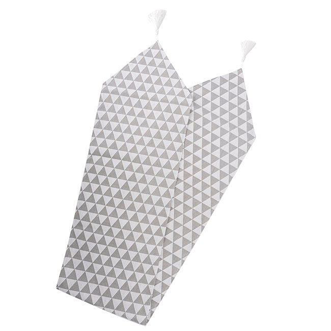 Table Runner Geometric Pattern Light Grey (30cmx180cmL)