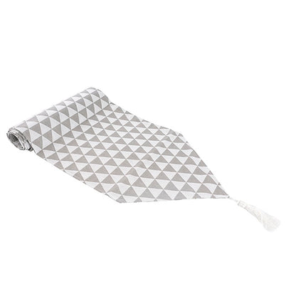 Table Runner Geometric Pattern Light Grey (30cmx180cmL)