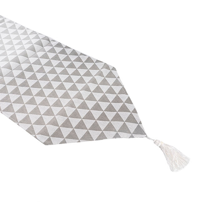 Table Runner Geometric Pattern Light Grey (30cmx180cmL)