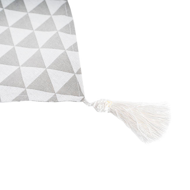 Table Runner Geometric Pattern Light Grey (30cmx180cmL)