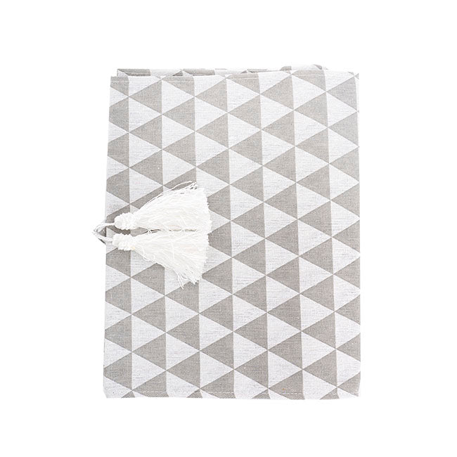 Table Runner Geometric Pattern Light Grey (30cmx180cmL)