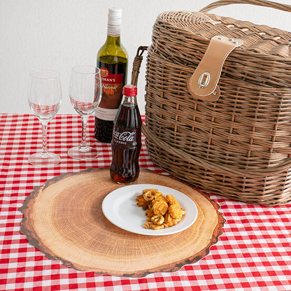 Wooden Timber Look Table Placemat Set 2 Round Brown (38cmD)