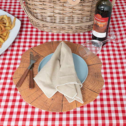 Wood Slice Look Table Placemat Set 2 Round Brown (38cmD)