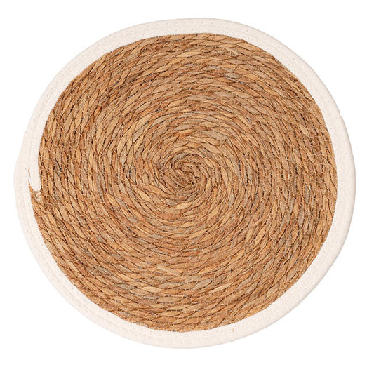 Seagrass & Cotton Round Table Placemat Set 2 Beige (40cmD)