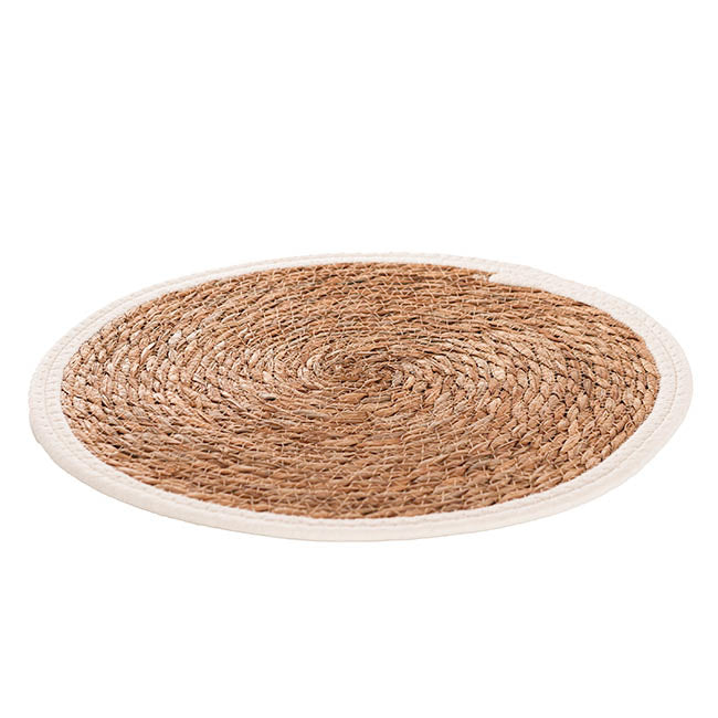 Seagrass & Cotton Round Table Placemat Set 2 Beige (40cmD)