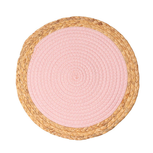 Round Cotton Table Placemat Set 2 Pink (36cmD)