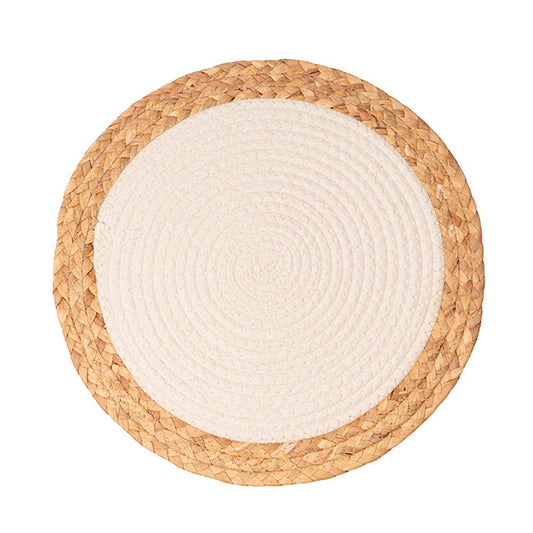 Round Cotton Table Placemat Set 2 Off White (36cmD)