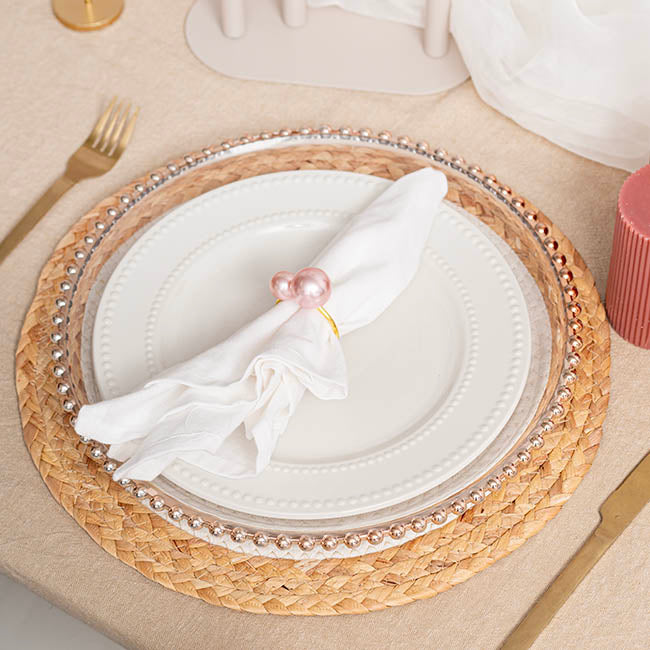 Round Cotton Table Placemat Set 2 Off White (36cmD)