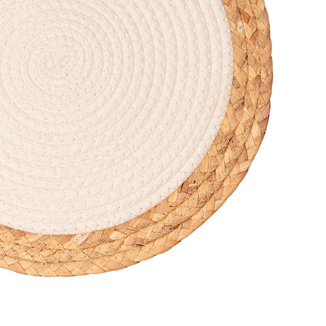 Round Cotton Table Placemat Set 2 Off White (36cmD)