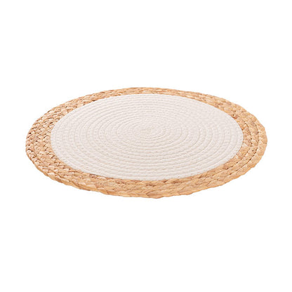 Round Cotton Table Placemat Set 2 Off White (36cmD)