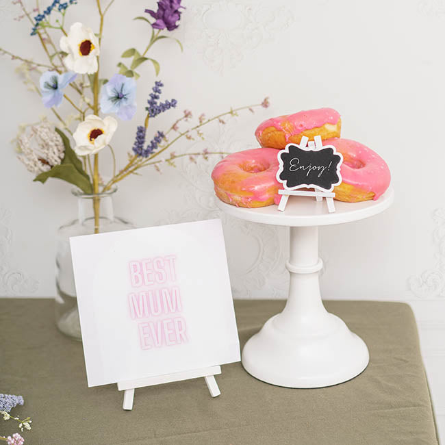 Wooden Name Card Holder Easel Pack 6 White (11x19cmH)