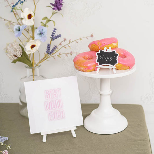 Wooden Name Card Holder Easel Pack 6 White (11x19cmH)