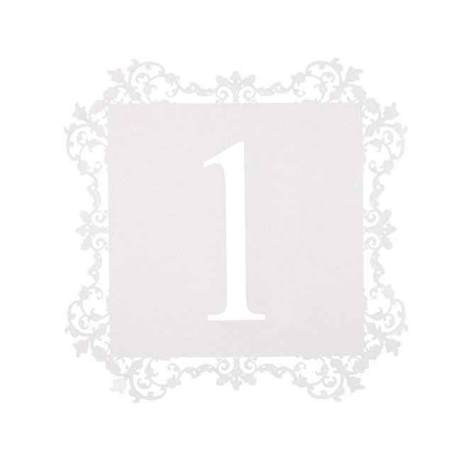 Table Numbers 1 to 50 Bordered White (10x10cmH)