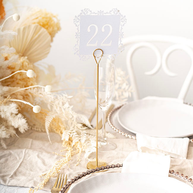 Place Card Table Number Holder Pack 2 Gold (30cmH)