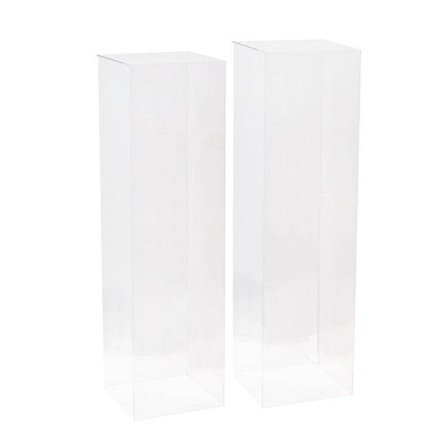 Square Deluxe Acrylic Plinth Set 2 Clear (29x100cmH)