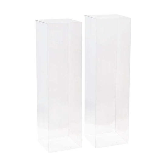 Square Deluxe Acrylic Plinth Set 2 Clear (29x100cmH)
