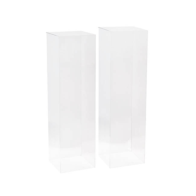 Square Acrylic Plinth Set 2 Clear (29x80cmH)