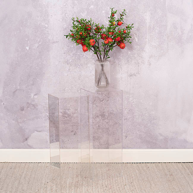 Square Acrylic Plinth Set 2 Clear (29x80cmH)