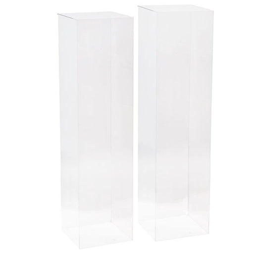 Square Deluxe Acrylic Plinth Set 2 Clear (29x120cmH)