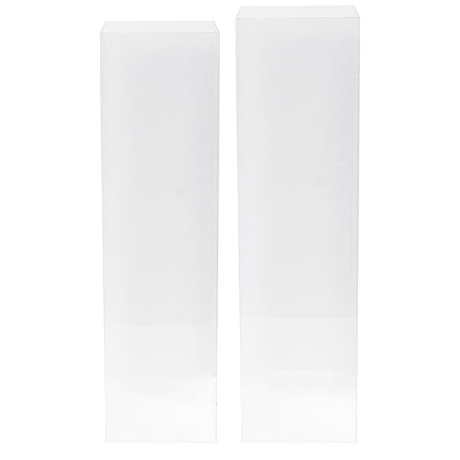 Square Deluxe Acrylic Plinth Set 2 Clear (29x120cmH)