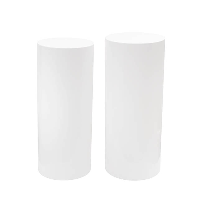 Round Perspex Acrylic Plinth Set 2 White (30x70cmH)