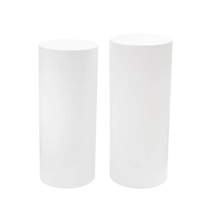 Round Perspex Acrylic Plinth Set 2 White (30x70cmH)