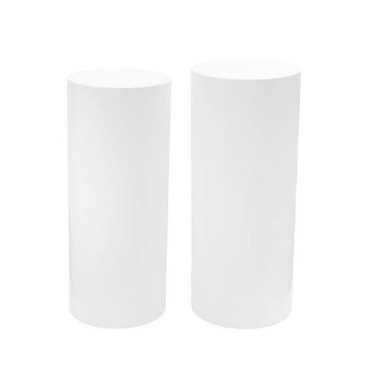 Round Perspex Acrylic Plinth Set 2 White (30x70cmH)