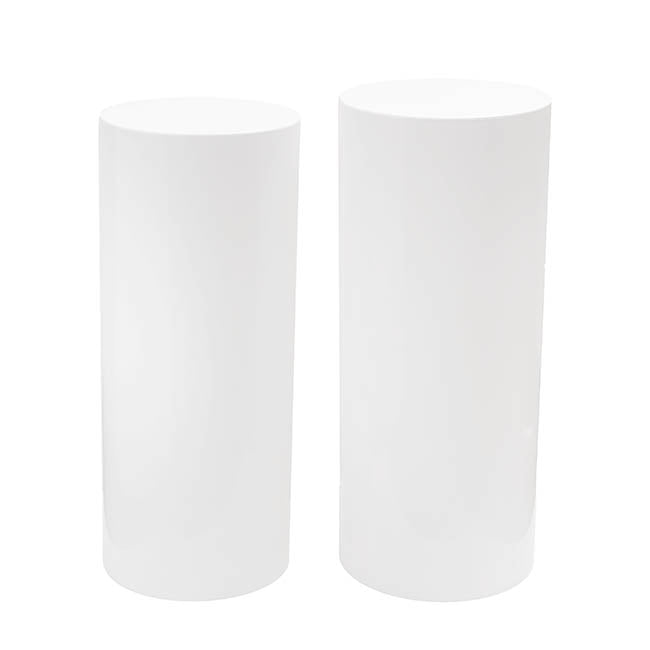 Round Perspex Acrylic Plinth Set 2 White (30x90cmH)
