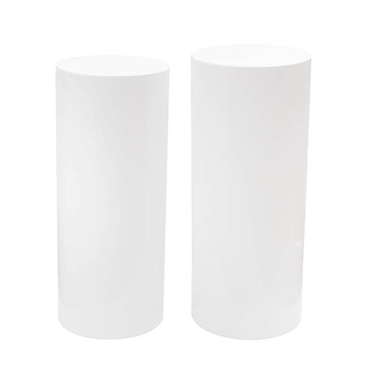 Round Perspex Acrylic Plinth Set 2 White (30x90cmH)