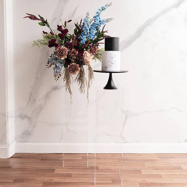 Square Deluxe Acrylic Plinth Set 2 Clear (30x90cmH)