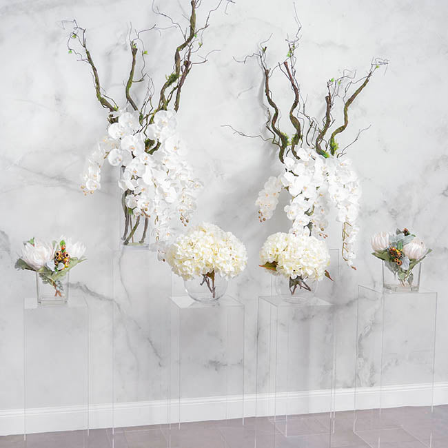 Square Deluxe Acrylic Plinth Set 2 Clear (30x90cmH)