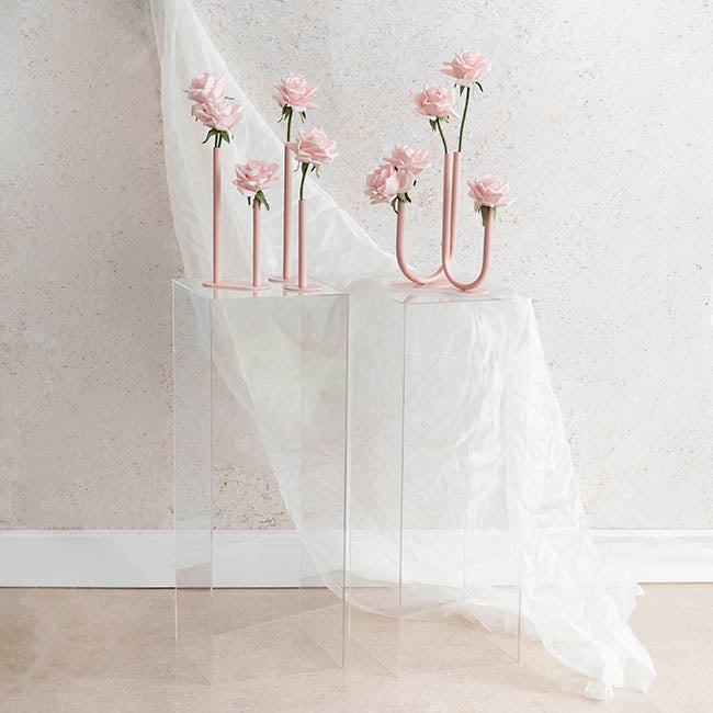 Square Deluxe Acrylic Plinth Set 2 Clear (30x90cmH)