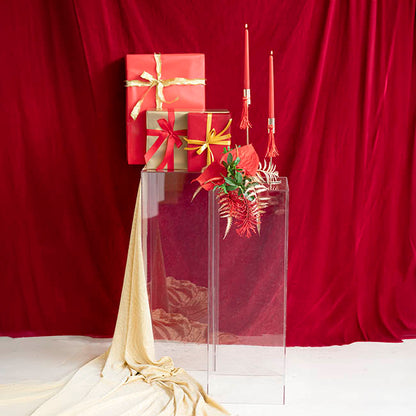 Square Deluxe Acrylic Plinth Set 2 Clear (30x90cmH)