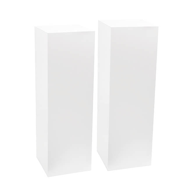 Square Perspex Acrylic Plinth Set 2 White (30x90cmH)