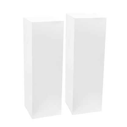 Square Perspex Acrylic Plinth Set 2 White (30x90cmH)