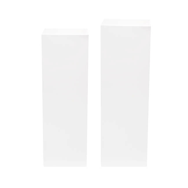 Square Perspex Acrylic Plinth Set 2 White (30x90cmH)