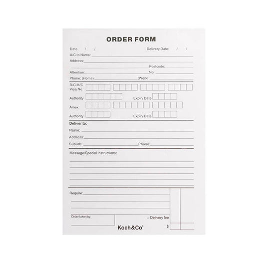 Florist Order Pad with Koch Co Logo (148x210mm) 100 sheets