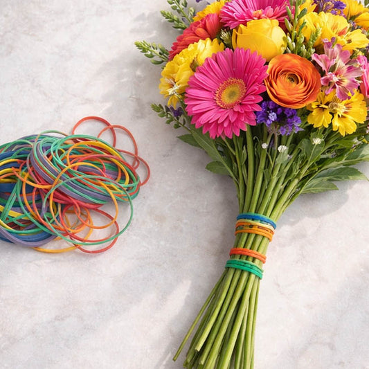 Rubber Bands Assorted Pack Multi Sizes & Colours 100g