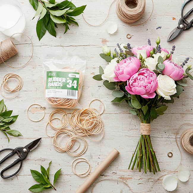 Rubber Bands Natural 100g Size 34 (100mmLx3mmW)