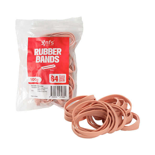 Rubber Bands Natural Dark Brown 100g Size 64 (90mmLx6mmW)