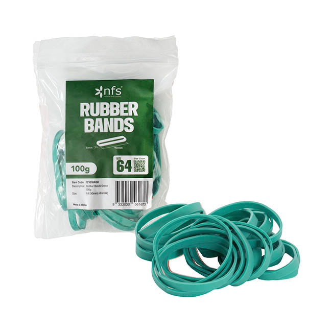 Rubber Bands Green 100g Size 64 (90mmLx6mmW)