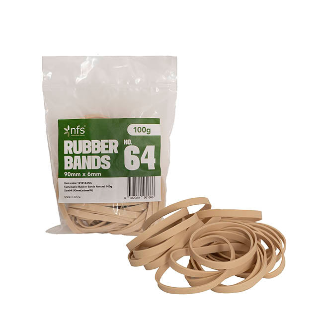 Rubber Bands Natural 100g Size 64 (90mmLx6mmW)