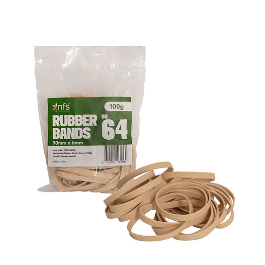 Rubber Bands Natural 100g Size 64 (90mmLx6mmW)