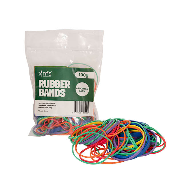 Rubber Bands Assorted Pack Multi Sizes & Colours 500g