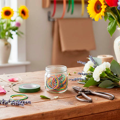 Rubber Bands Assorted Pack Multi Sizes & Colours 500g