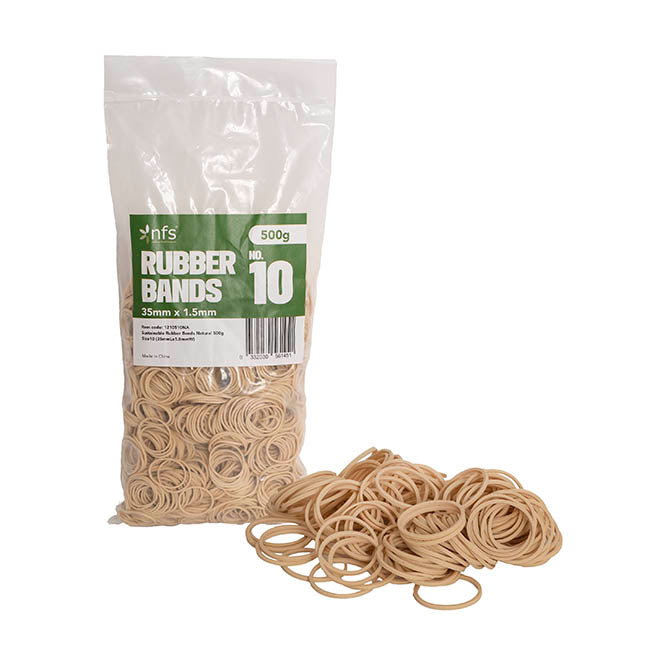 Rubber Bands Natural 500g Size 10 (35mmLx1.5mmW)