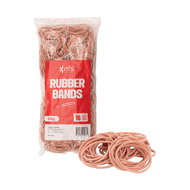Rubber Bands Natural Dark Brown 500g Size 16 (60mmLx1.5mmW)