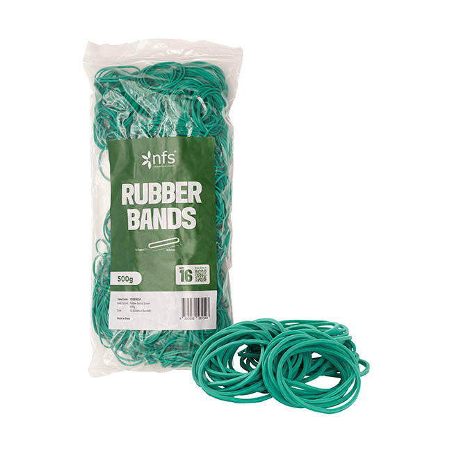 Rubber Bands Green 500g Size 16 (60mmLx1.5mmW)